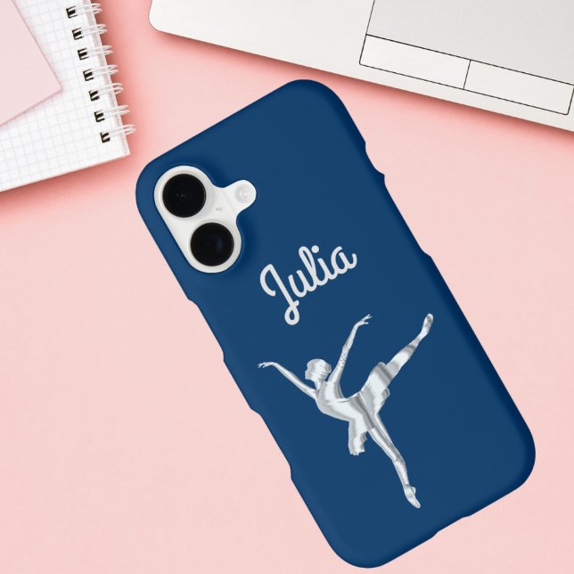 Silver look ballerina in Midnight Blue Case-Mate iPhone Case (Creator Uploaded)