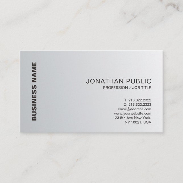 Silver Look Chic Sleek Design Luxury Professional Business Card (Front)