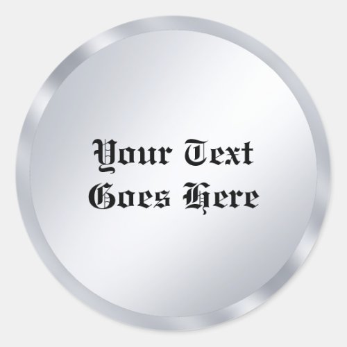 Silver Look Classic Old Style Text Calligraphy Classic Round Sticker