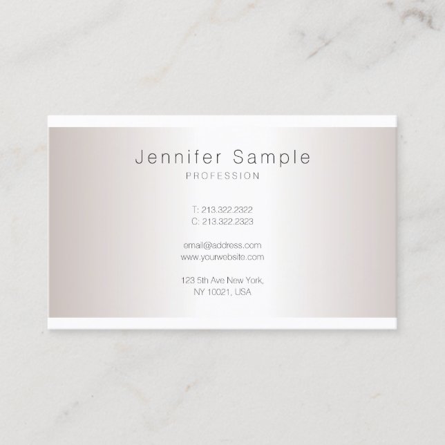 Silver Look Creative Minimalist Plain Trendy Salon Business Card (Front)