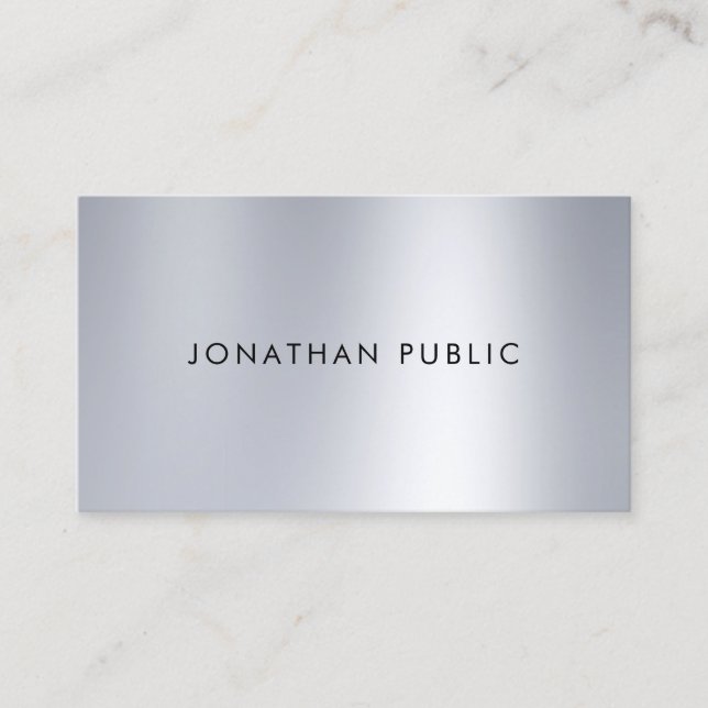 Silver Look Design Modern Sleek Elegant Plain Business Card (Front)