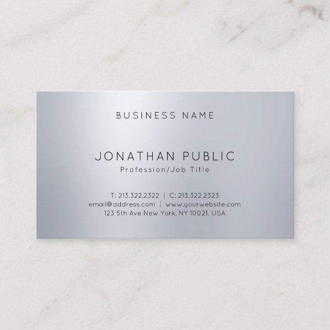 Silver Look Elegant Modern Chic Glam Professional Business Card (Front)
