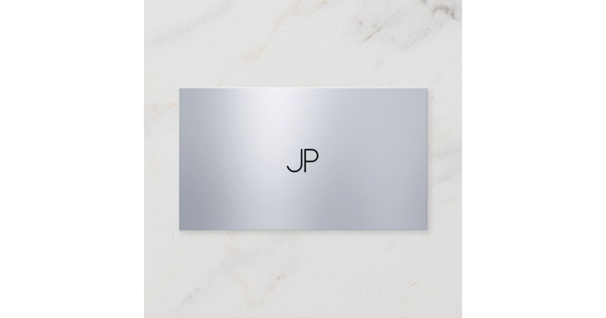 Silver Look Elegant Modern Monogram Professional Business Card | Zazzle
