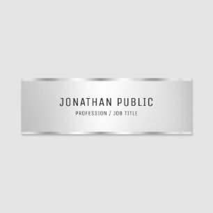 Silver Look Elegant Modern Template Professional Name Tag