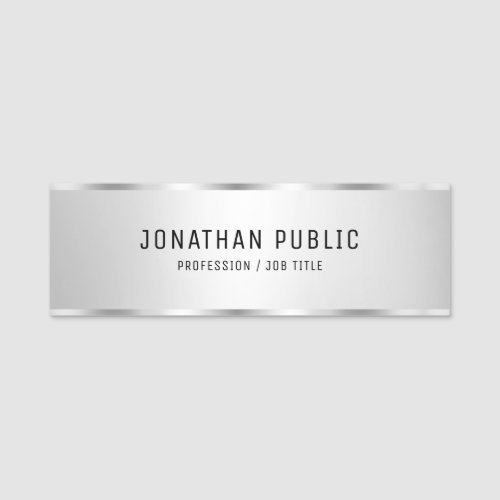Silver Look Elegant Modern Template Professional Name Tag