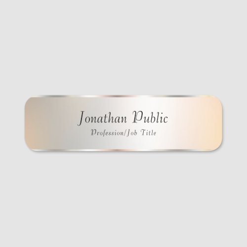 Silver Look Elegant Professional Modern Template Name Tag