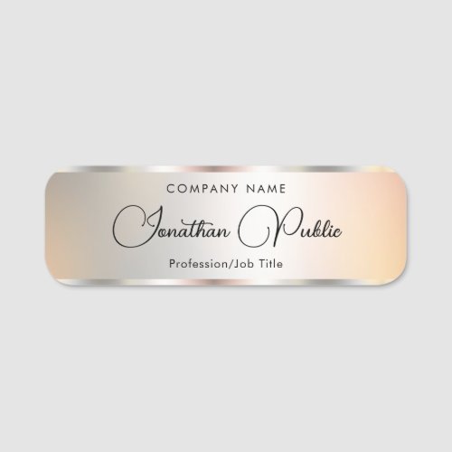 Silver Look Elegant Template Calligraphy Script Name Tag