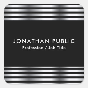 Silver Look Elegant Template Customizable Square Sticker