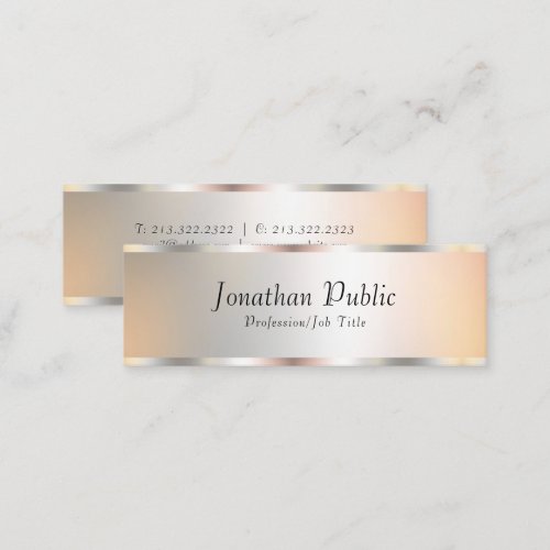 Silver Look Elegant Template Modern Typography Mini Business Card