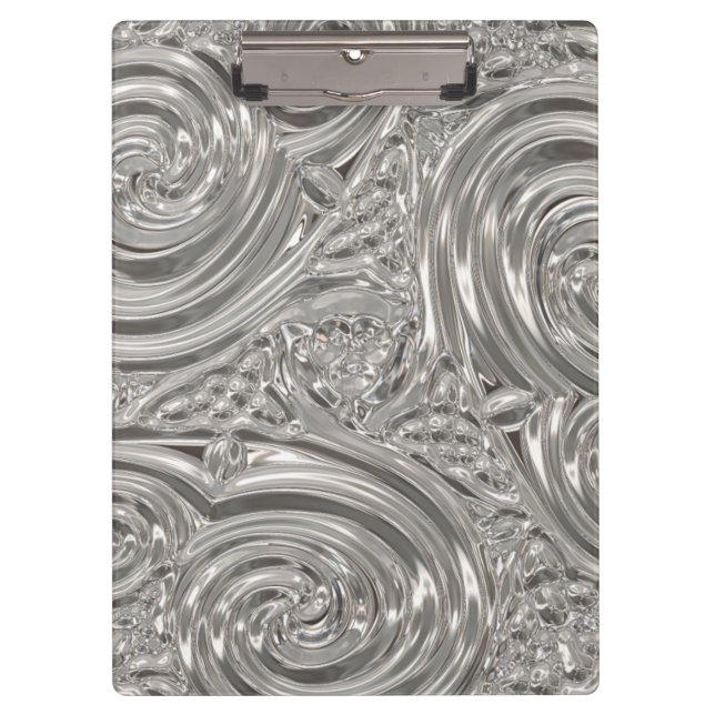 Silver look elegant victorian art nouveau gray clipboard (Front)
