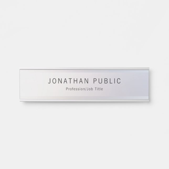 Silver Look Glamorous Template Modern Elegant Door Sign (Front)
