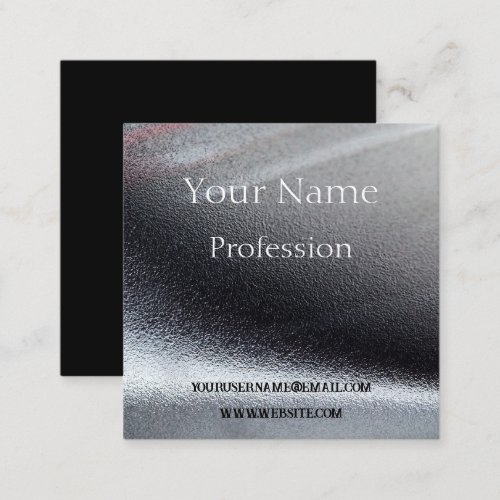 silver look glamour square business card