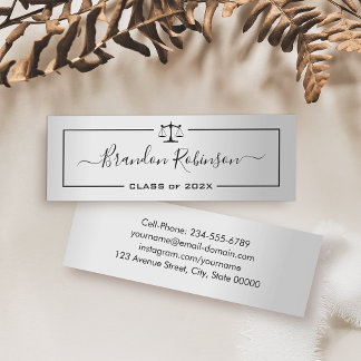 Silver Look Justice Scales Law School Graduation Mini Business Card