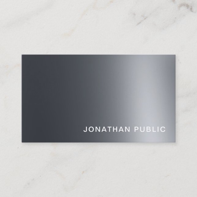 Silver Look Lights Modern Professional Glam Plain Business Card (Front)