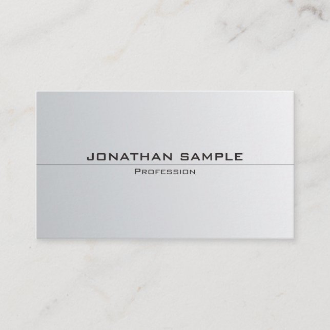 Silver Look Minimalistic Elegant Plain Trendy Business Card (Front)