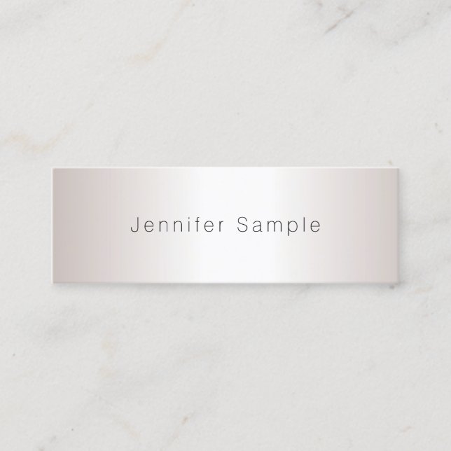 Silver Look Modern Chic Minimalist Plain Trendy Mini Business Card (Front)