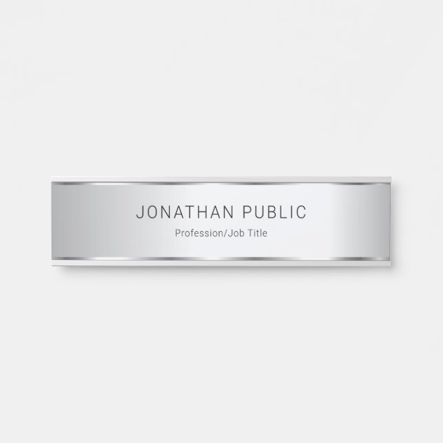 Silver Look Modern Elegant Glamorous Template Door Sign (Front)
