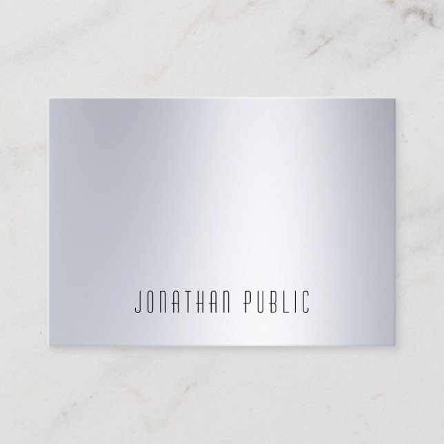 Silver Look Modern Elegant Minimalist Template Top Business Card (Front)
