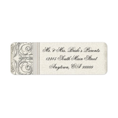 Silver Look Swirl Heart Elegant Wedding Address Label
