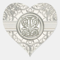 Silver Look Swirl Heart Elegant Wedding Seals