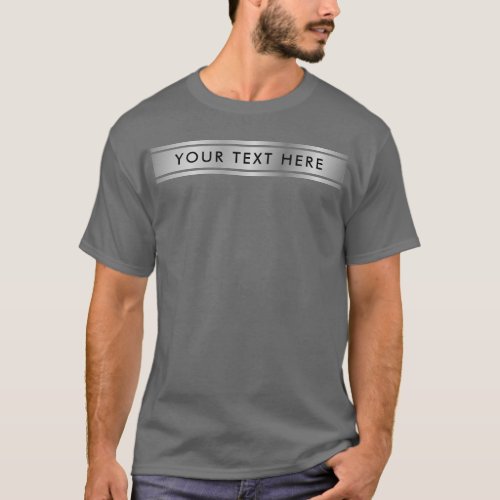 Silver Look Template Add Text Mens Basic Dark T_Shirt