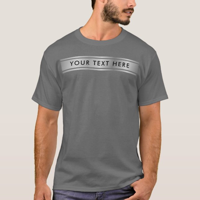 Silver Look Template Add Text Men's Basic Dark T-Shirt (Front)