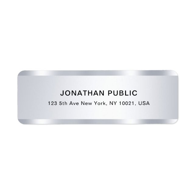 Silver Look Template Modern Glamour Return Address Label (Front)