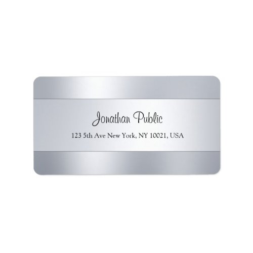 Silver Look Template Modern Hand Script Address Label