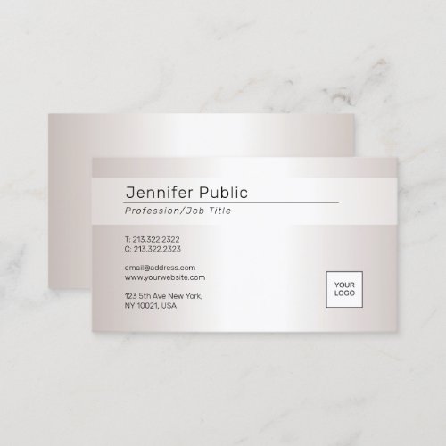 Silver LookModern Elegant Glamour With Logo Business Card