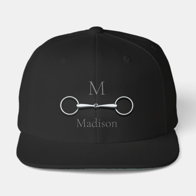 Silver Loose Ring Snaffle Bit Monogrammed Visor (Front)