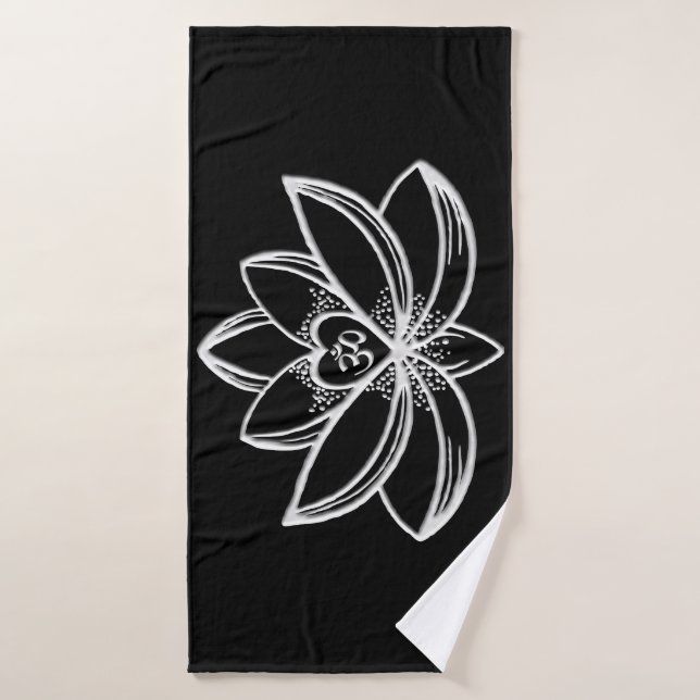 Silver Lotus  Bath Towel (Bath Towel)