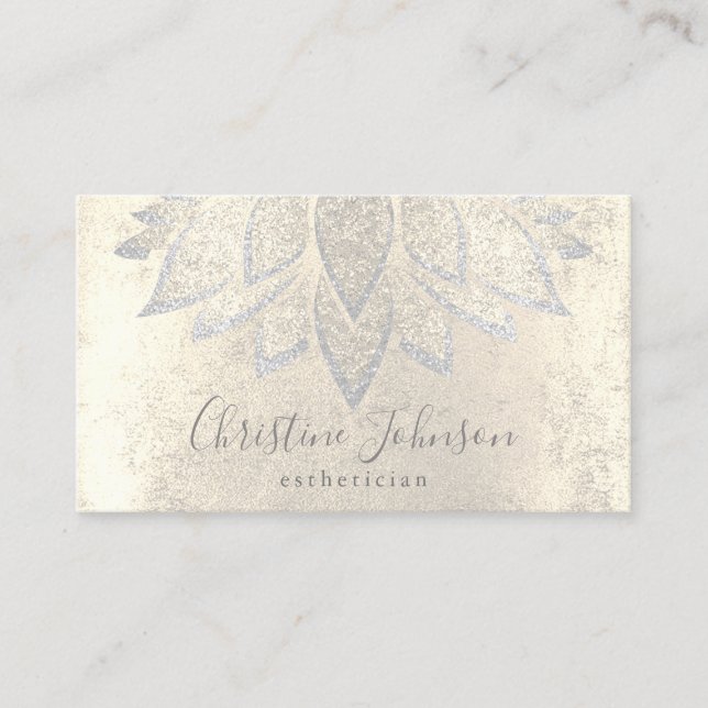 silver lotus esthetician skincare business card (Front)