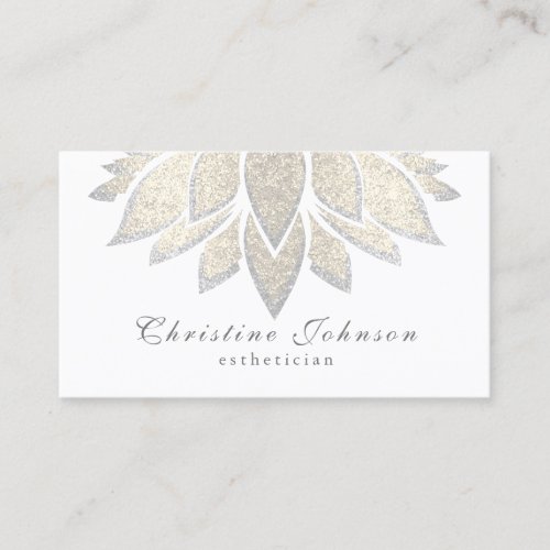 silver lotus flower esthetician skincare business card