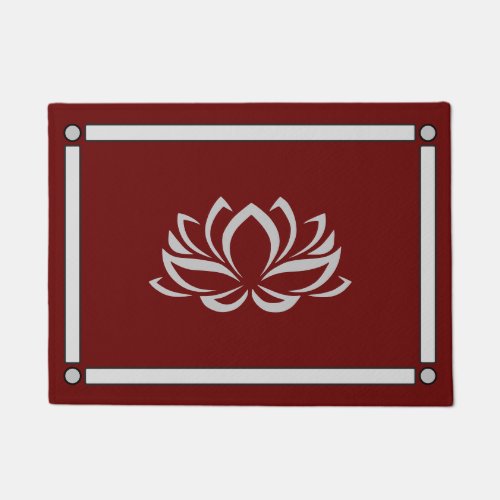 Silver Lotus on Garnet Doormat