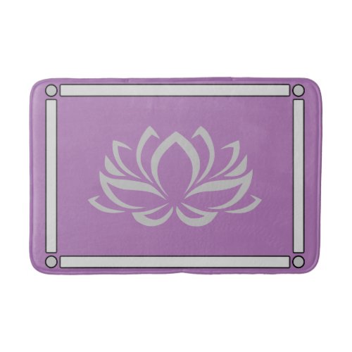 Silver Lotus on Lavender Bath Mat