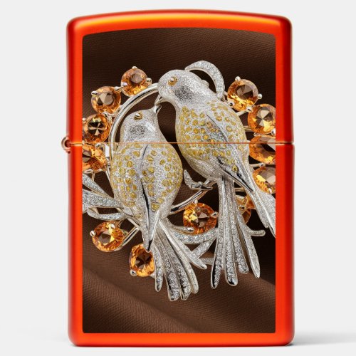 Silver Lovebird Brooch Elegance in Motion Zippo Lighter