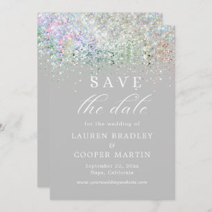 Silver Luxury Glitter Wedding Save The Date
