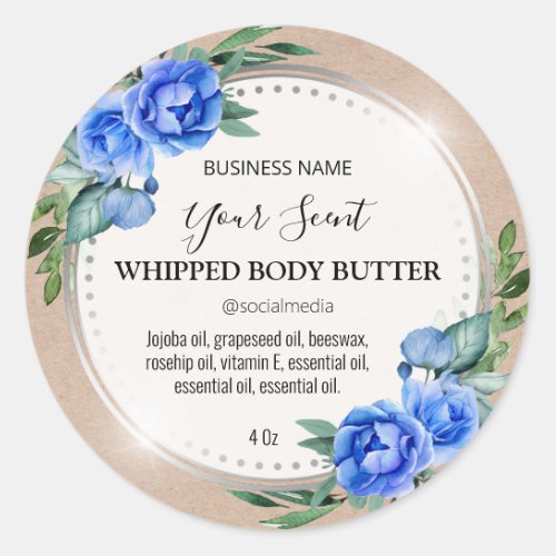 Silver Luxury Kraft Vintage Body Butter Labels