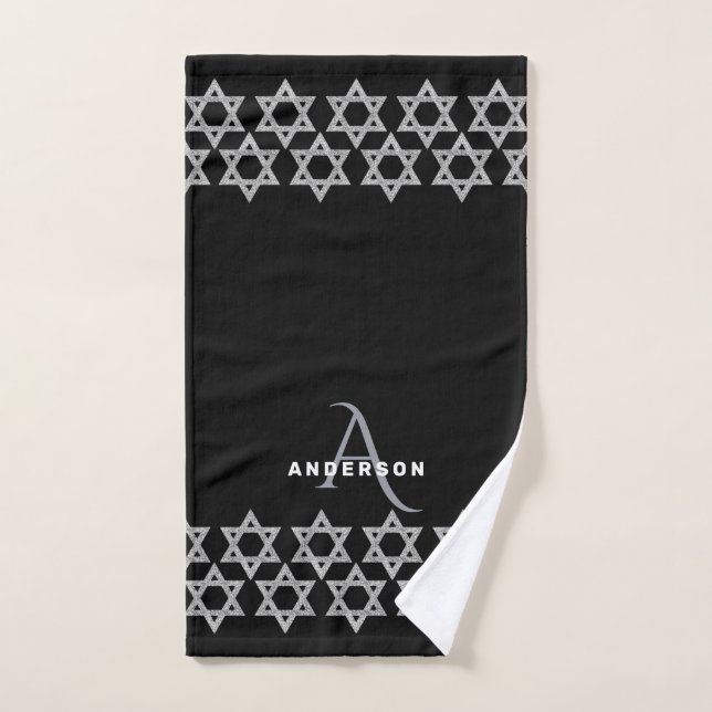 Silver Magen David Monogram Netilat Yadayim Hand Towel (Hand Towel)