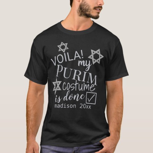 Silver Magen David Name Funny Purim Costume T_Shirt