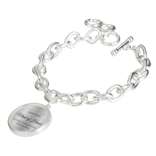 Silver Maid of Honor Charm Bracelet Wedding Favor (Side)