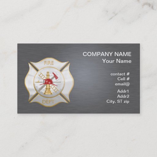 Customizable Silver maltese  firefighting cross business cards