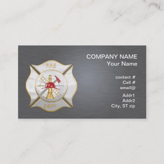 Silver maltese  firefighting cross business card (Front)