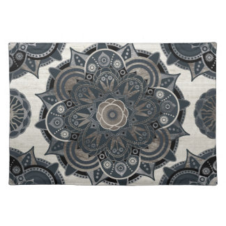 Silver mandala cloth placemat
