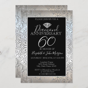 Silver Mandala Diamond Wedding Anniversary Invitation