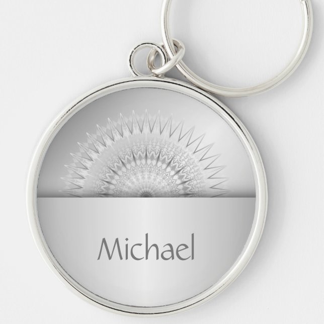 Silver Mandala Monogram Keychain (Front)