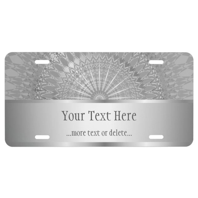 Silver  Mandala Personalize License Plate (Front)