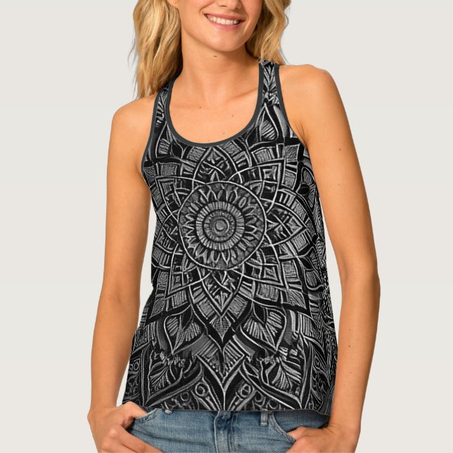 Silver Mandala Stylish Tank Top (Front)