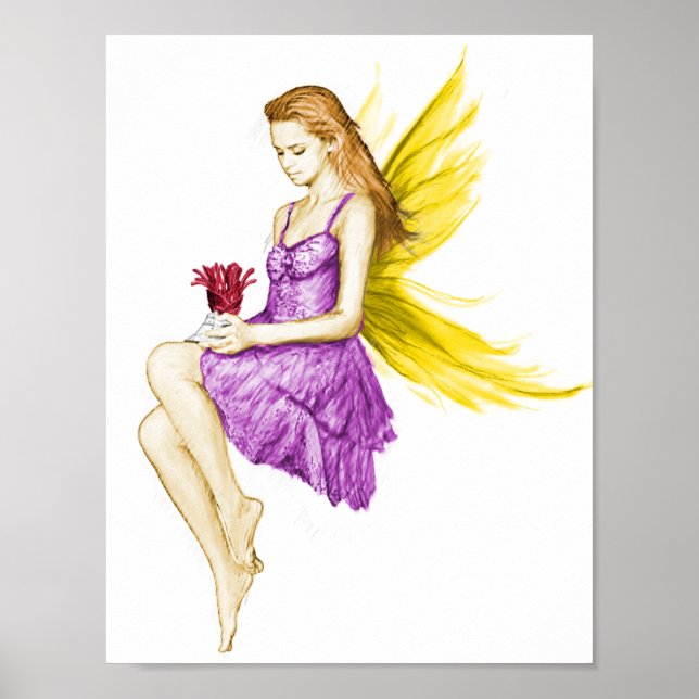 Silver Maple Tree Fairy Holding Flower Poster (Front)