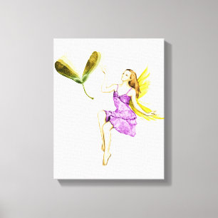 Silver Maple Tree Fairy Tossing Seeds Canvas Print